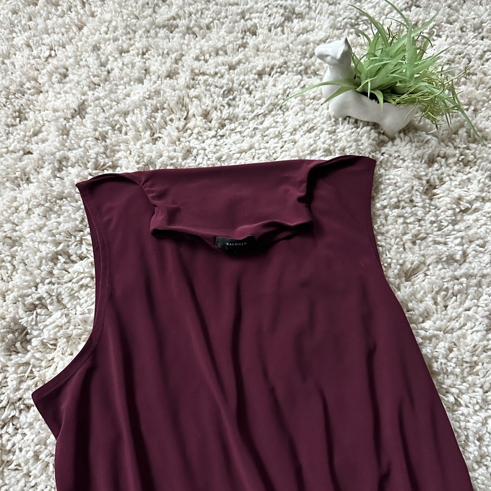 Halogen silky maroon fall turtleneck short red evening cocktail party dr… - Picture 4 of 5